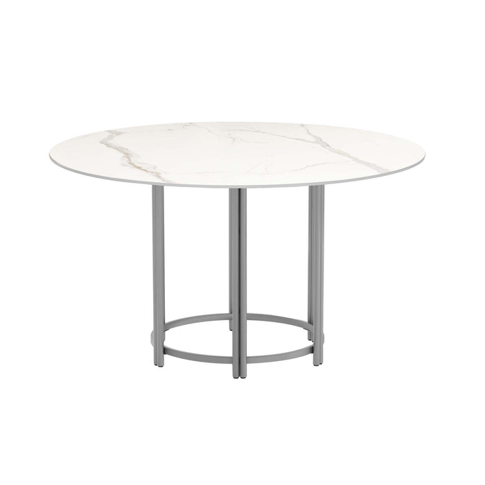 Chintaly KAMILA 53" Round Marbleized Sintered Stone Dining Table Top Matte White