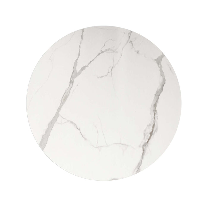 Chintaly KAMILA 53" Round Marbleized Sintered Stone Dining Table Top Matte White