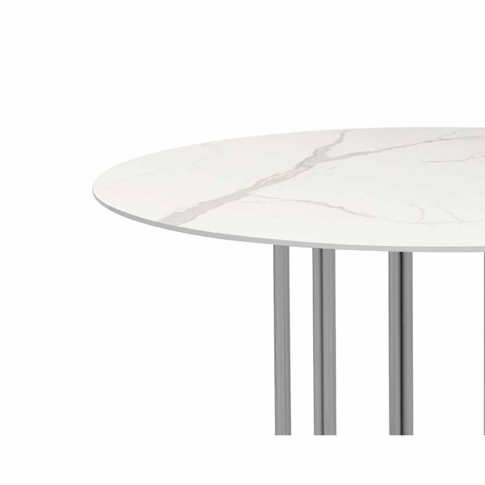 Chintaly KAMILA 53" Round Marbleized Sintered Stone Dining Table Top Matte White
