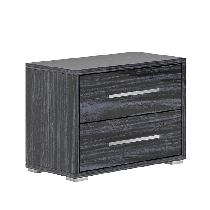 Chintaly NAPLES Queen Size Upholstered Headboard with LED Lights Gloss Gray