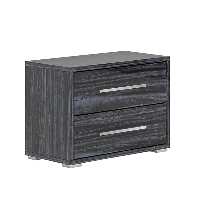 Chintaly NAPLES King Bed Melamine Wood Footboard & Side Rails Gloss Gray