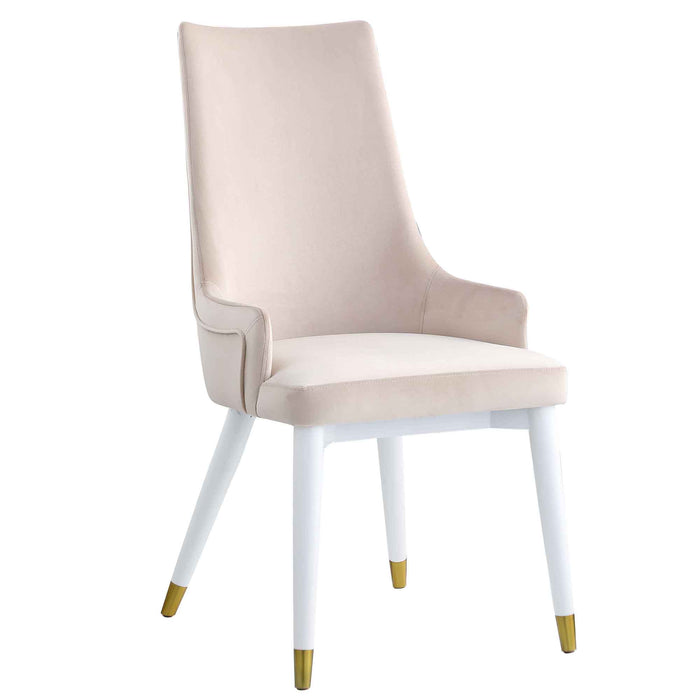 Chintaly JUDY-SC Modern Side Chair w/ Wooden Legs & Brass Back Handle - 2 Per Box Matte White / Brushed Gold