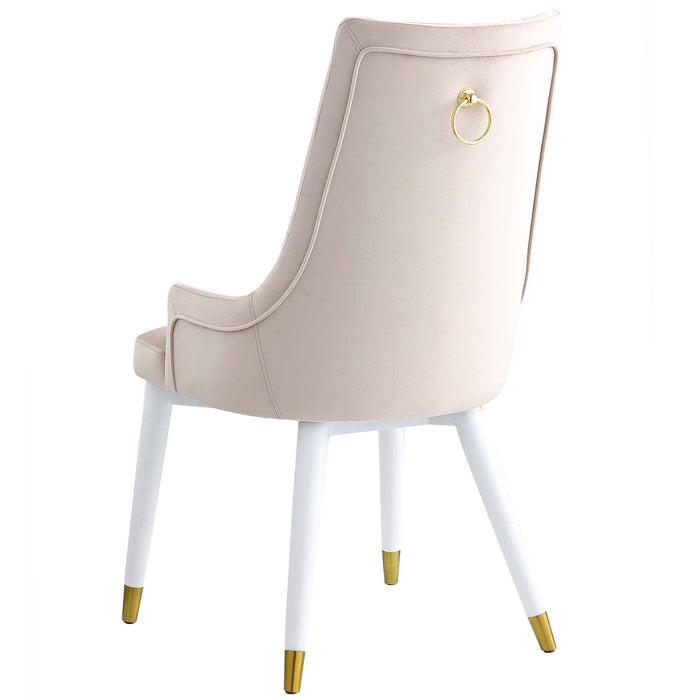 Chintaly JUDY-SC Modern Side Chair w/ Wooden Legs & Brass Back Handle - 2 Per Box Matte White / Brushed Gold