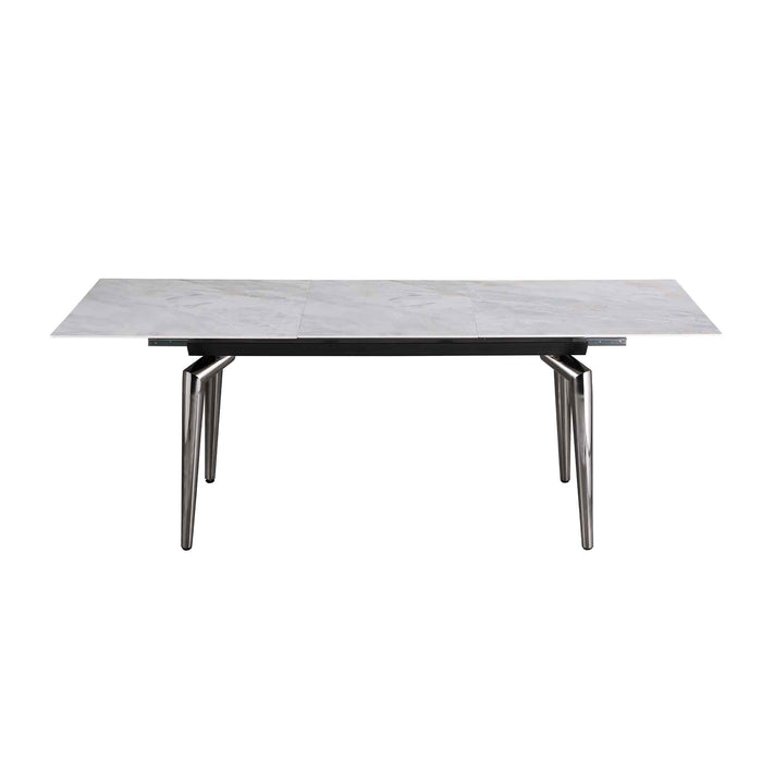 Chintaly TABATHA 35"x 63-87" Marbleized Sintered Stone Extendable Top w/ Pop-up Ext. Gloss Gray