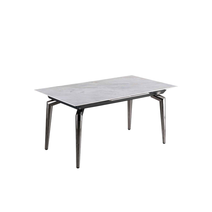 Chintaly TABATHA 35"x 63-87" Marbleized Sintered Stone Extendable Top w/ Pop-up Ext. Gloss Gray