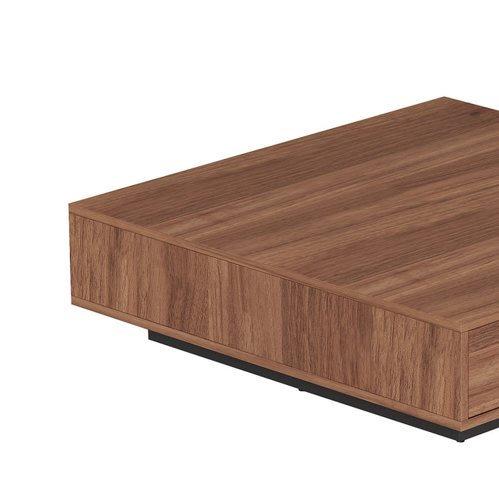 Chintaly 2713-OCC Wooden Cocktail Table w/ Melamine Base & 2 Drawers Walnut Veneer / Matte Black