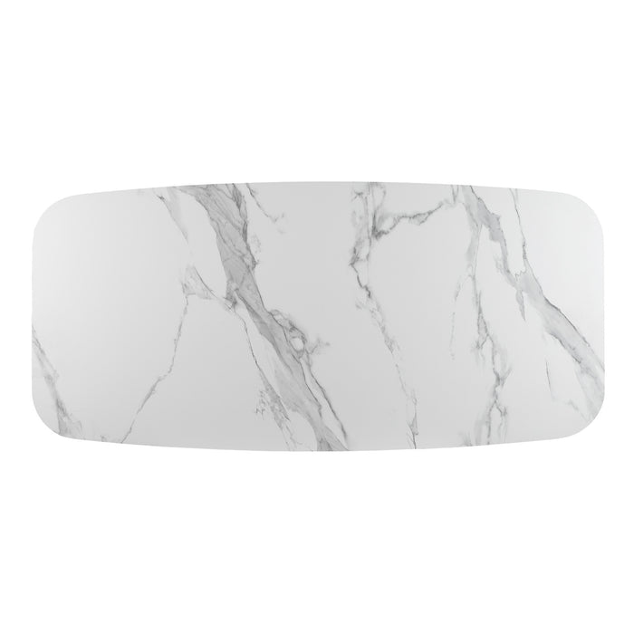 Chintaly KENZA 43"x 90" Boatshaped Marbleized Sintered Stone Top Matte White