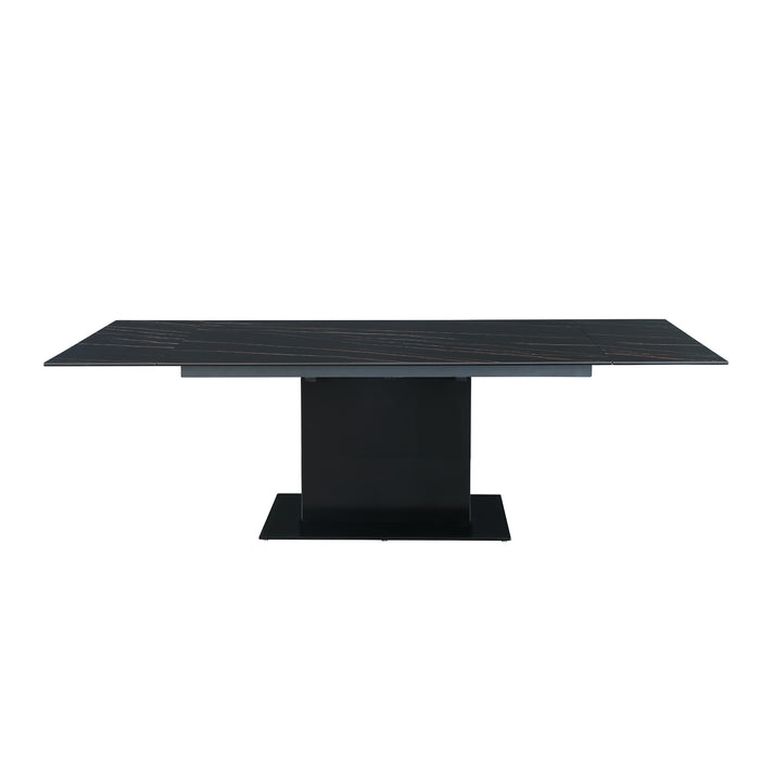 Chintaly KATALINA 35"x 63-95" Marbleized Sintered Stone Extendable Top Matte Black