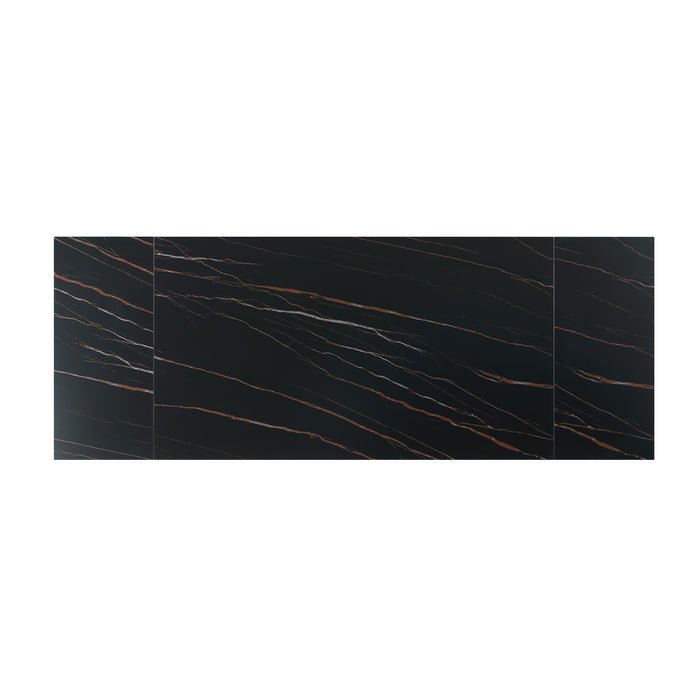 Chintaly KATALINA 35"x 63-95" Marbleized Sintered Stone Extendable Top Matte Black