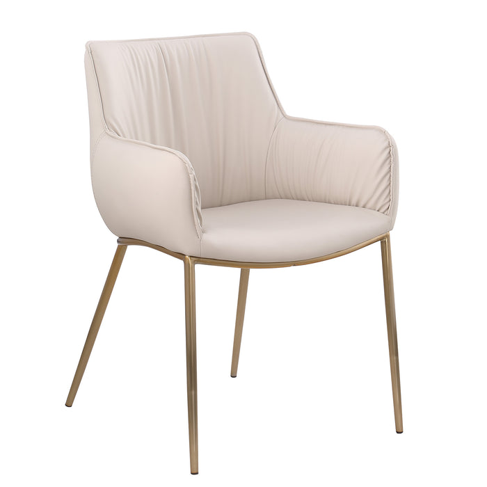 Chintaly TRACY-AC Club Style Arm Chair w/ Golden Legs - 2 Per Box Brushed Gold