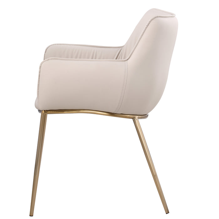 Chintaly TRACY-AC Club Style Arm Chair w/ Golden Legs - 2 Per Box Brushed Gold