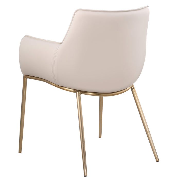 Chintaly TRACY-AC Club Style Arm Chair w/ Golden Legs - 2 Per Box Brushed Gold