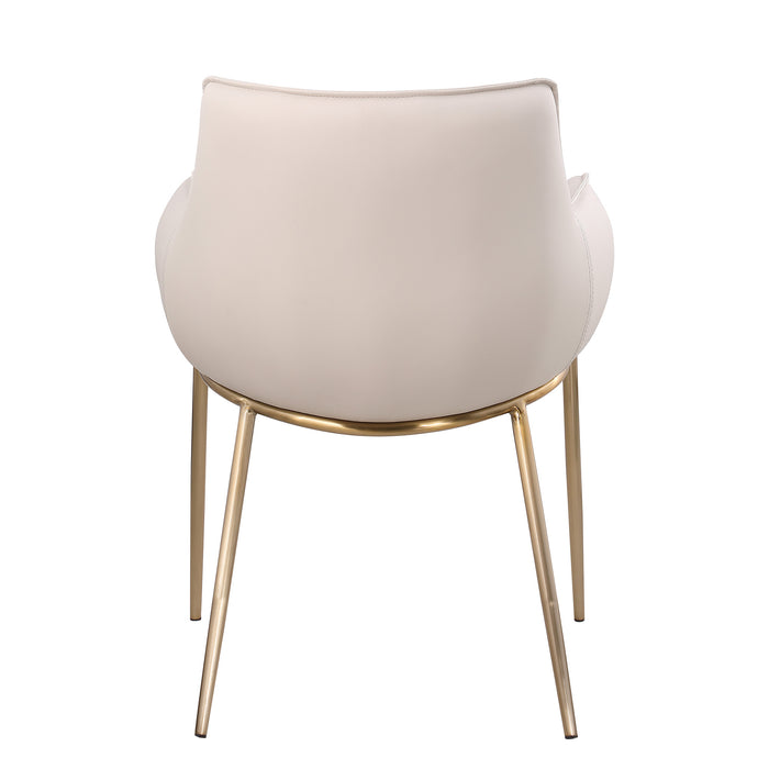 Chintaly TRACY-AC Club Style Arm Chair w/ Golden Legs - 2 Per Box Brushed Gold