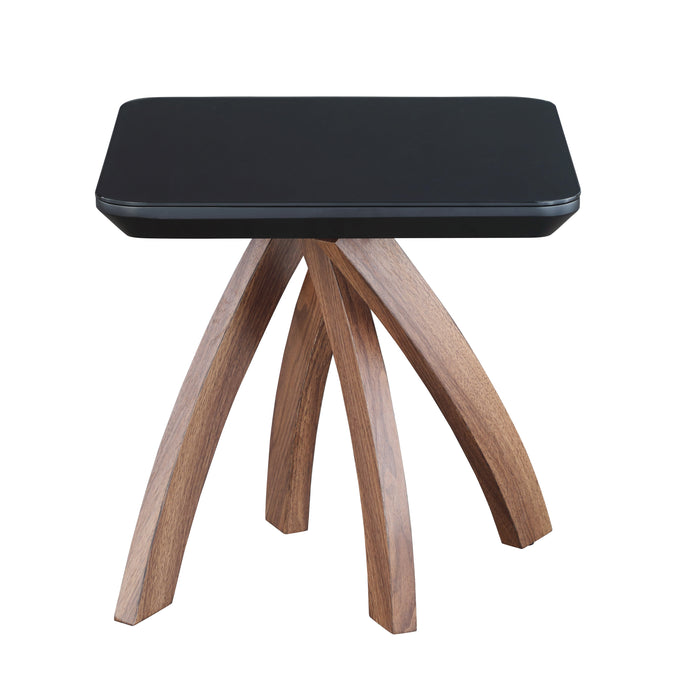 Chintaly EMILY-OCC 20" Square Black Glass & Wooden Top Gloss Black