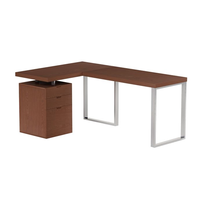 Chintaly 6921-DSK Wooden Top & Steel Leg Walnut Veneer / Polished SS