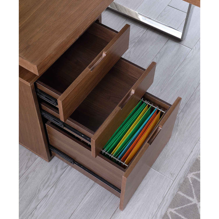 Chintaly 6921-DSK Secondary Wooden top & Steel Leg Walnut Veneer / Polished SS