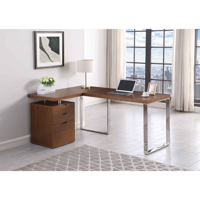 Chintaly 6921-DSK Secondary Wooden top & Steel Leg Walnut Veneer / Polished SS