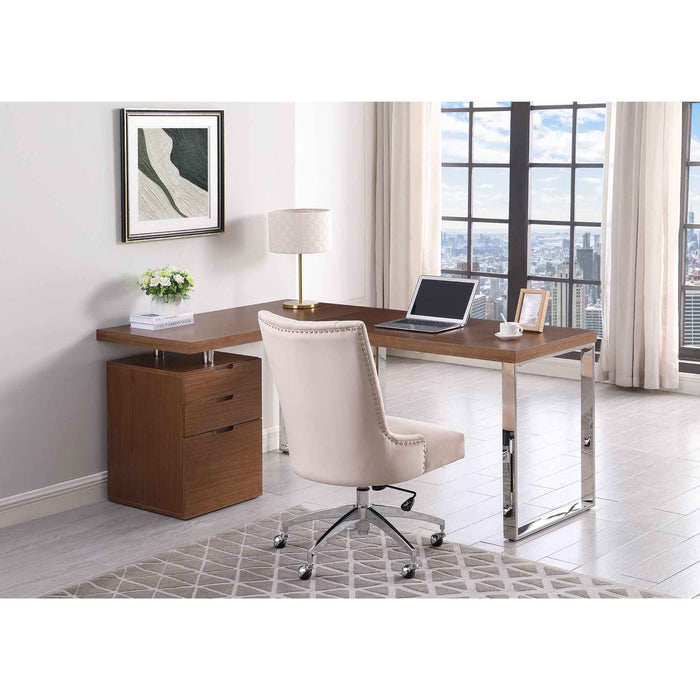 Chintaly 6921-DSK Secondary Wooden top & Steel Leg Walnut Veneer / Polished SS