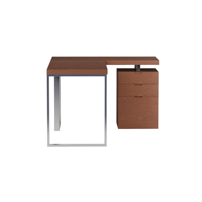 Chintaly 6921-DSK Wooden 3-Drawer Cabinet Walnut Veneer