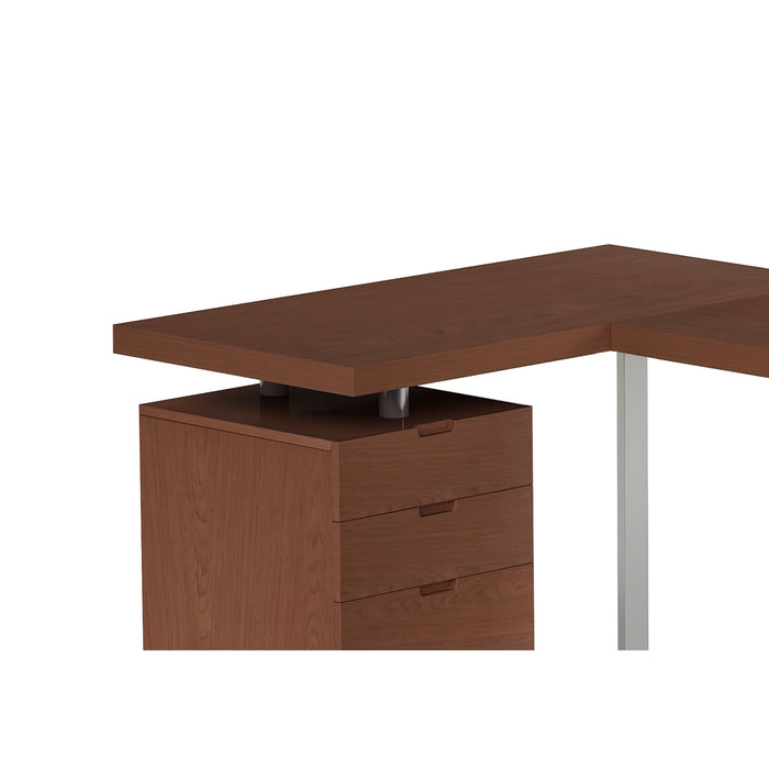 Chintaly 6921-DSK Wooden 3-Drawer Cabinet Walnut Veneer