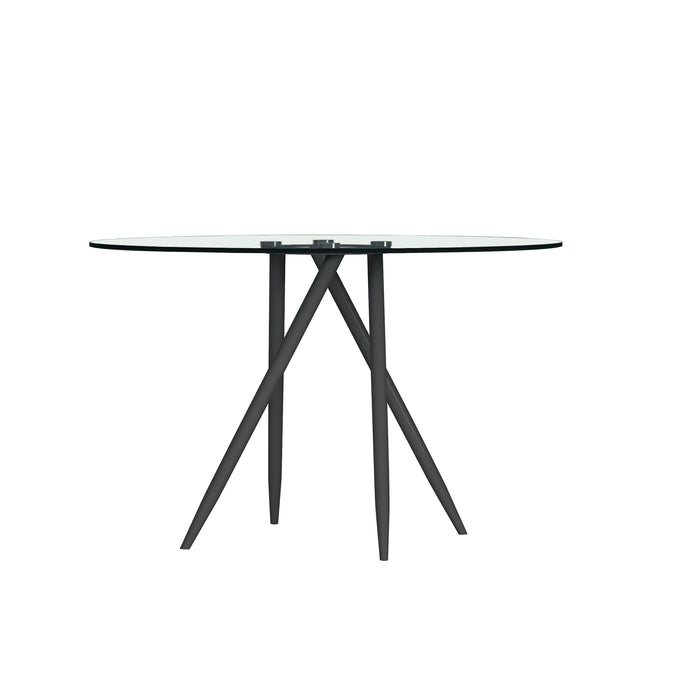 Chintaly BEATRIZ-BLK 47" Round Tempered Clear Glass Top Clear