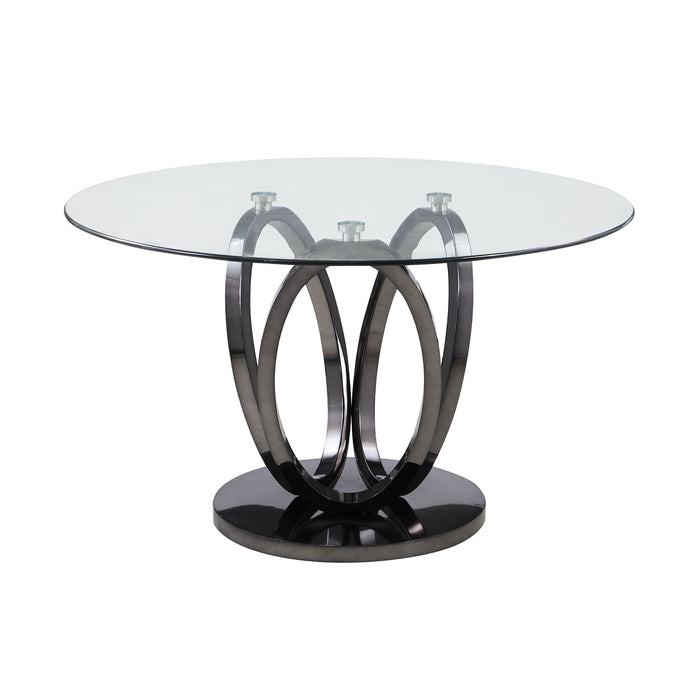 Chintaly EVELYN-BKC 51" Round Tempered Glass Top Clear