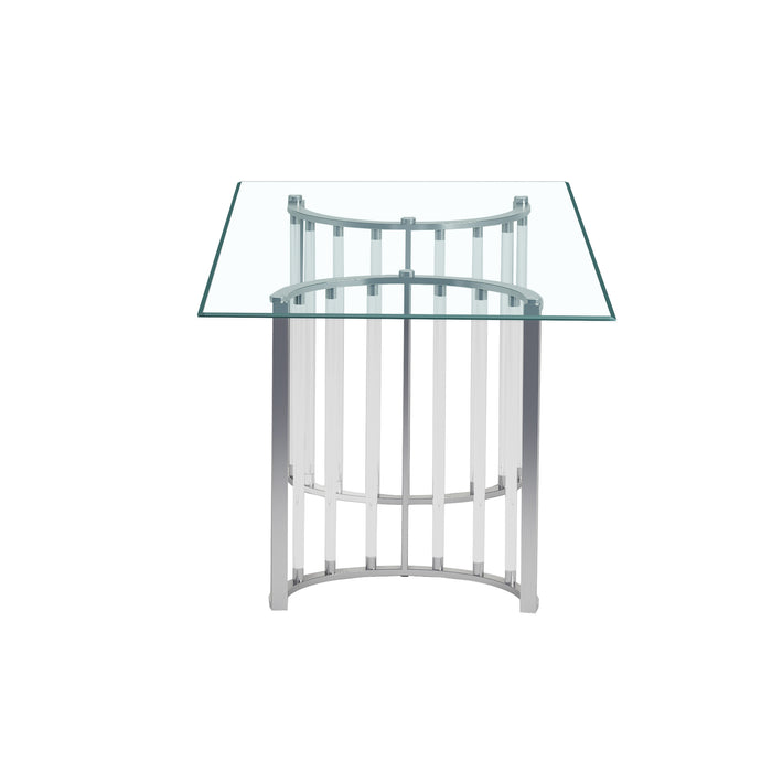 Chintaly TRISHA Steel & Solid Acrylic Double Pedestal Semi-circle Base Clear / Chrome