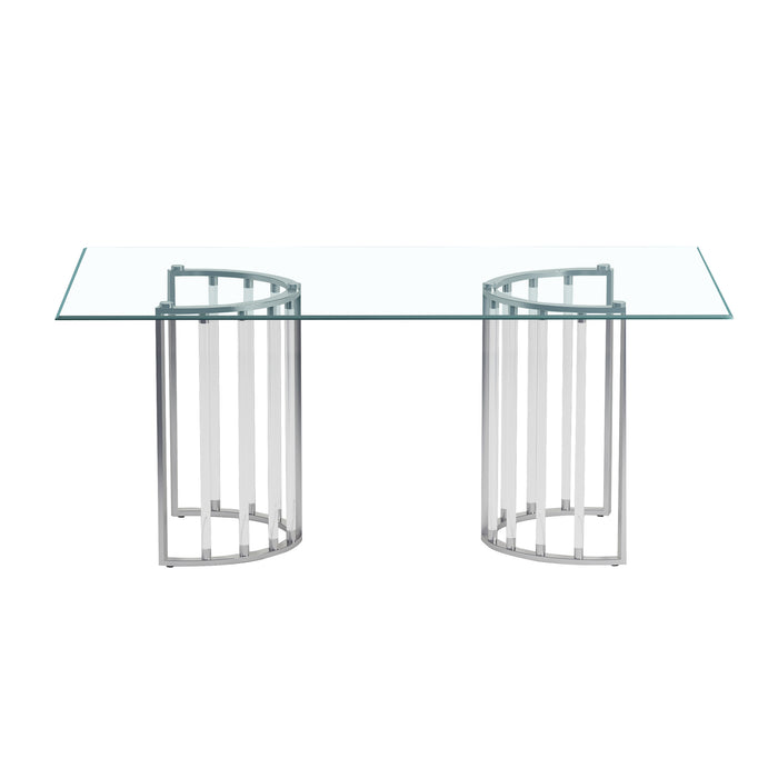 Chintaly TRISHA Steel & Solid Acrylic Double Pedestal Semi-circle Base Clear / Chrome