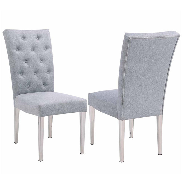 Chintaly JENNIFER Button Tufted Back Side Chair w/ Steel Legs - 2 Per Box Polished SS