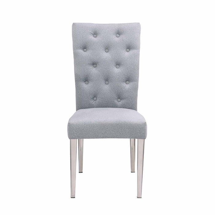 Chintaly JENNIFER Button Tufted Back Side Chair w/ Steel Legs - 2 Per Box Polished SS