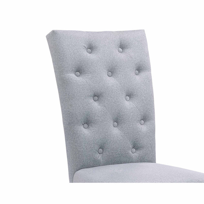 Chintaly JENNIFER Button Tufted Back Side Chair w/ Steel Legs - 2 Per Box Polished SS