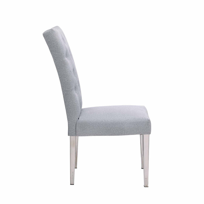 Chintaly JENNIFER Button Tufted Back Side Chair w/ Steel Legs - 2 Per Box Polished SS
