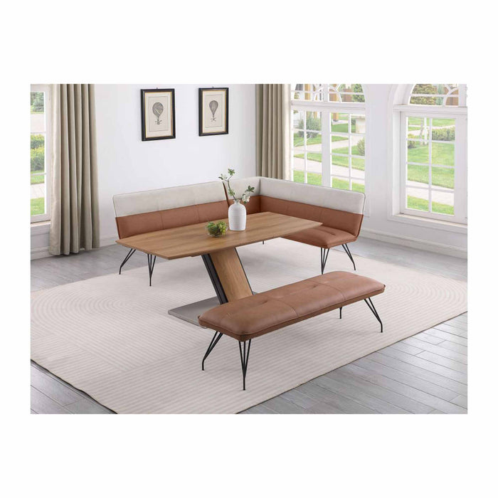 Chintaly LILLIAN Upholstered Bench w/ Curved Steel Legs Matte Black