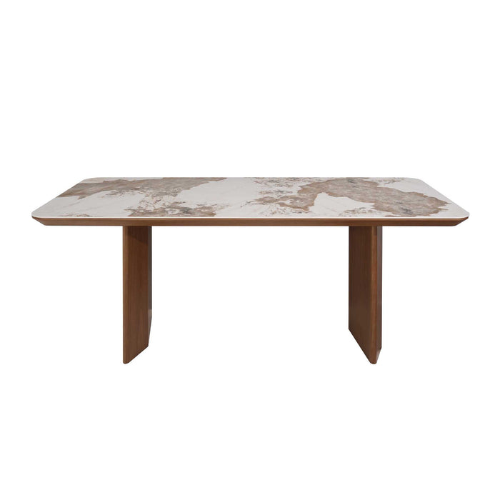 Chintaly RUBY 35"x 79" Ceramic & Wooden Top Gloss White & Brown