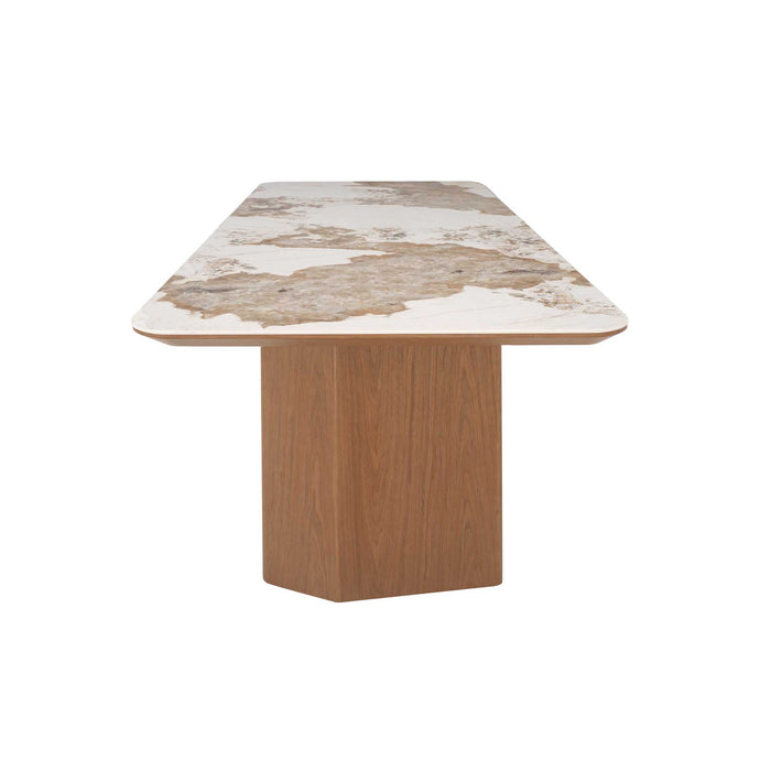 Chintaly RUBY 35"x 79" Ceramic & Wooden Top Gloss White & Brown