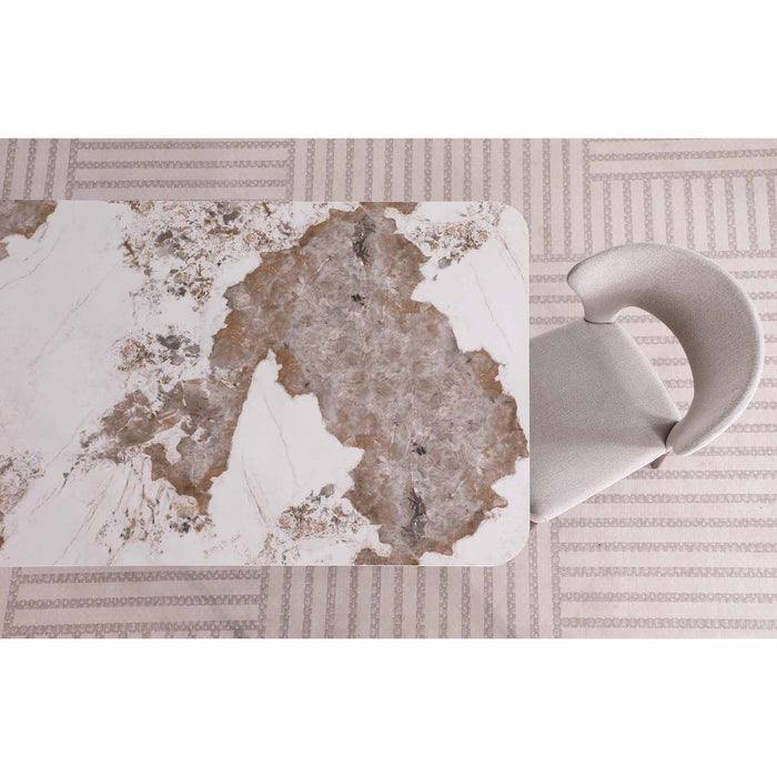 Chintaly RUBY 35"x 79" Ceramic & Wooden Top Gloss White & Brown