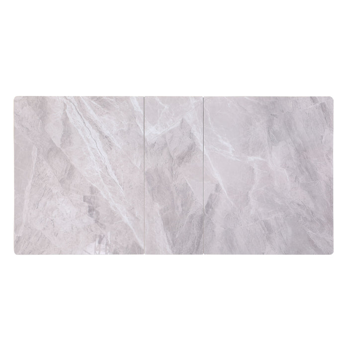 Chintaly JUDITH 32"x 51-63" Extendable Sintered Stone Table Top w/ Steel Legs Gloss Gray/Matte Black