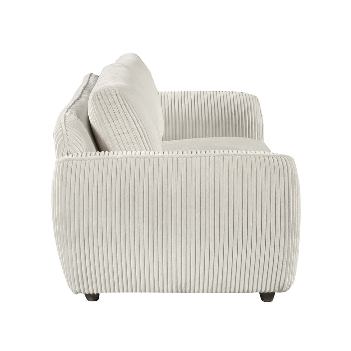 Chintaly CHARLESTON Modern Sofa w/ Vertical Channel Pattern & Wooden Legs Gray Oak