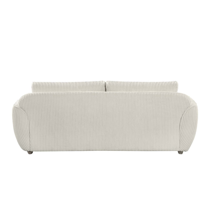 Chintaly CHARLESTON Modern Sofa w/ Vertical Channel Pattern & Wooden Legs Gray Oak