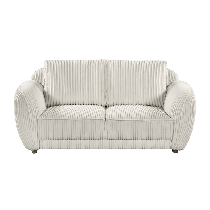 Chintaly CHARLESTON Modern Loveseat w/ Channel Pattern & Wooden Legs Gray Oak