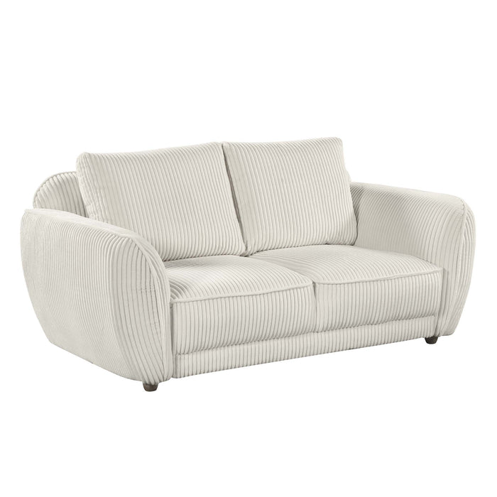 Chintaly CHARLESTON Modern Loveseat w/ Channel Pattern & Wooden Legs Gray Oak