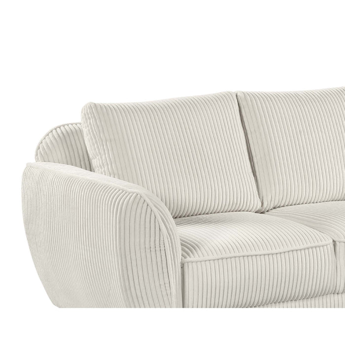 Chintaly CHARLESTON Modern Loveseat w/ Channel Pattern & Wooden Legs Gray Oak