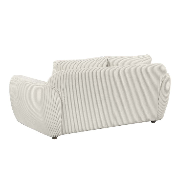 Chintaly CHARLESTON Modern Loveseat w/ Channel Pattern & Wooden Legs Gray Oak