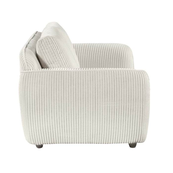 Chintaly CHARLESTON Modern Loveseat w/ Channel Pattern & Wooden Legs Gray Oak