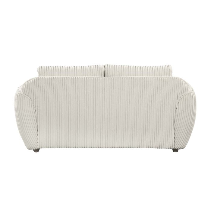 Chintaly CHARLESTON Modern Loveseat w/ Channel Pattern & Wooden Legs Gray Oak