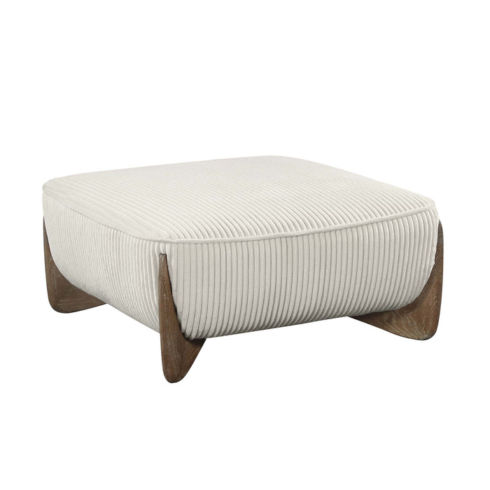 Chintaly CHARLESTON Modern Oversized Ottoman w/ Wooden Legs Gray Oak