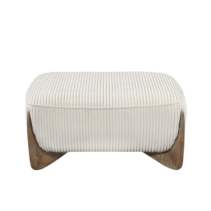 Chintaly CHARLESTON Modern Oversized Ottoman w/ Wooden Legs Gray Oak