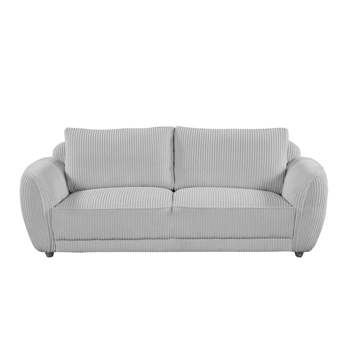 Chintaly CHARLESTON Modern Sofa w/ Channel Pattern & Wooden Legs Gray Oak