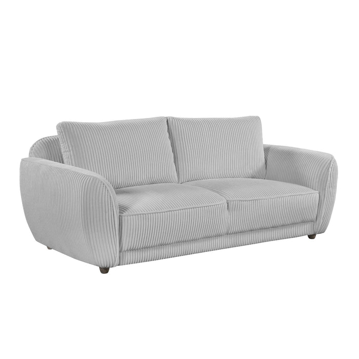 Chintaly CHARLESTON Modern Sofa w/ Channel Pattern & Wooden Legs Gray Oak