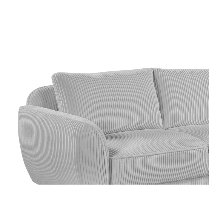 Chintaly CHARLESTON Modern Sofa w/ Channel Pattern & Wooden Legs Gray Oak